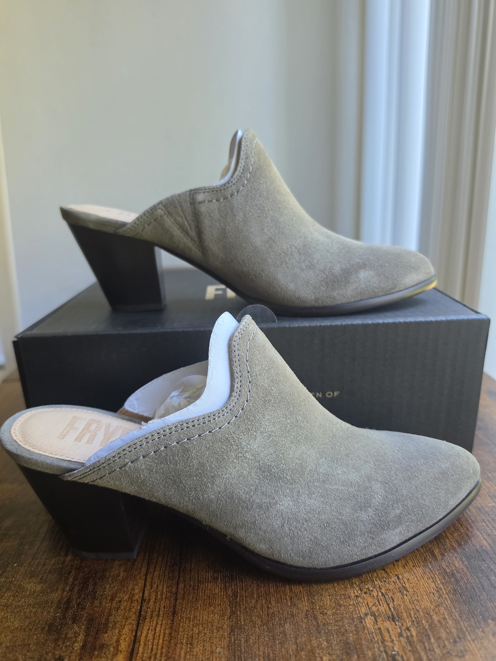 Frye Reed Suede Mules (Brand New in Box)